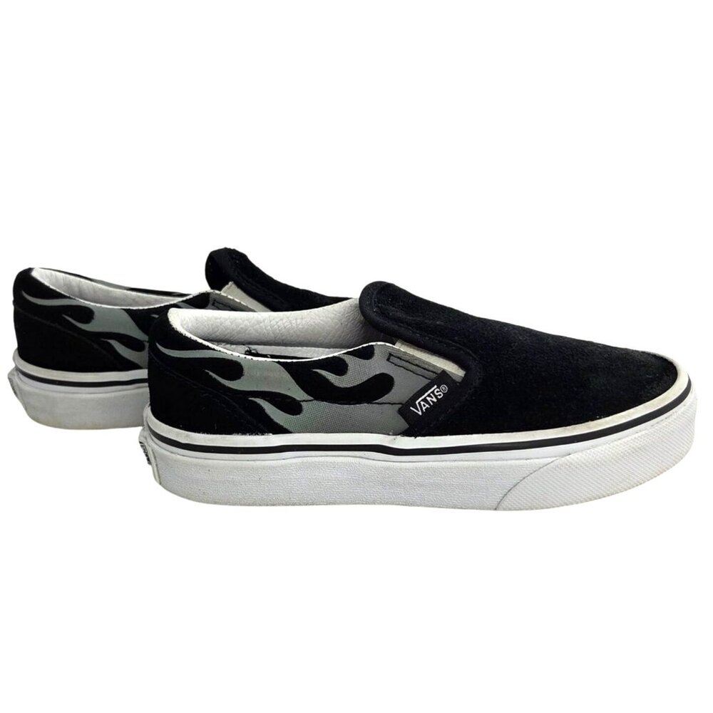 Vans Suede Flame Classic Slip-on Black Grey Skate Street Sneakers Kid's 12.5 - Picture 1 of 8